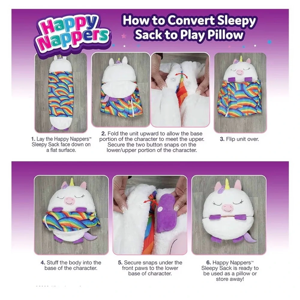 🦄 Unicorn Happy Napper - Pillow / Sleeping Bag 🌟 NEW w/out packaging 🌟 see below - Picture 13 of 16